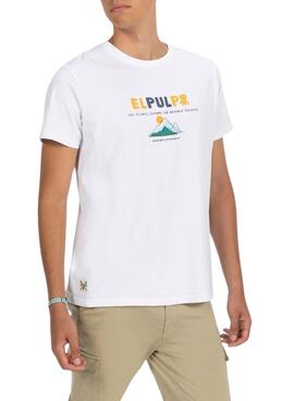 T-shirt El Pulpo Montagne blanc pour homme