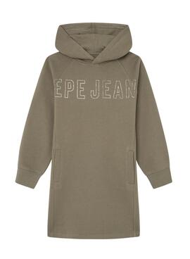 Robe Pepe Jeans Tamara à capuche verte pour fille