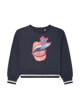 Sweat à capuche Pepe Jeans Tifini marine pour fille