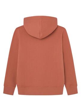 Sweat Pepe Jeans Lamonty à capuche marron pour enfant