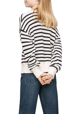 Pull Tommy Hilfiger Stripe blanc et bleu marine