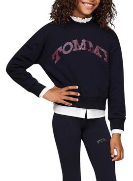 Sweat à capuche Tommy Hilfiger Foil marine pour fille