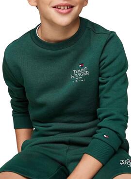 Sweat à capuche Tommy Hilfiger Puff vert pour enfant