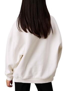 Sweatshirt Calvin Klein Teddy Monologue blanc pour fille