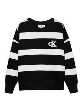 Sweatshirt Calvin Klein Jeans rayée blanc et noir