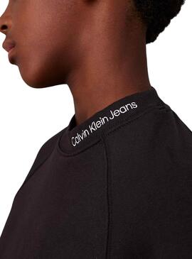 Sweat à capuche Calvin Klein Jeans en molleton noir pour garçon