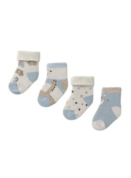 Ensemble de 4 chaussettes Mayoral à motifs bleus pour bébé