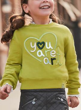 Sweat-shirt Mayoral brodée verte pour fille