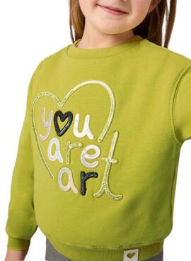 Sweat-shirt Mayoral brodée verte pour fille