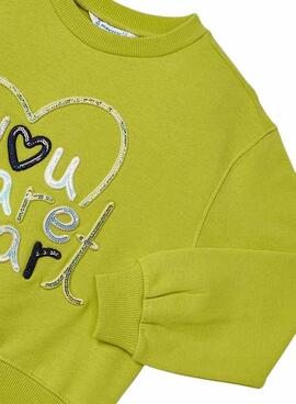 Sweat-shirt Mayoral brodée verte pour fille