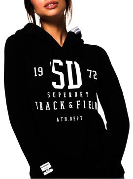 Sweat Superdry Track and Field Noir Femme