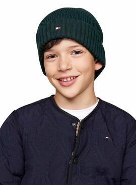 Bonnet Tommy Hilfiger Small Flag vert pour enfants