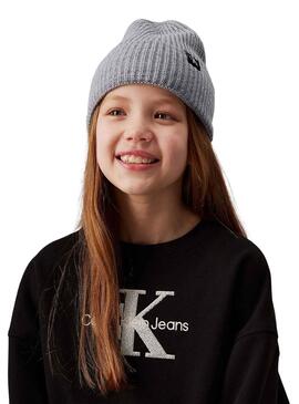 Bonnet Calvin Klein Jeans Monogramme gris pour garçon et fille