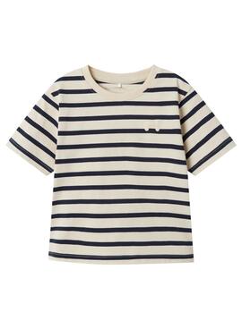 T-shirt Name It Torine blanc et bleu marine