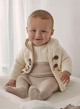 Veste doublée en tricot beige Mayoral pour bébé