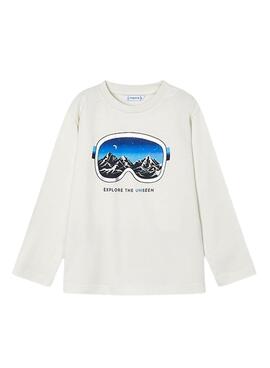 T-shirt Mayoral avec lunettes blanc pour garçon