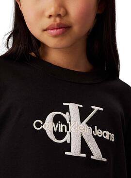 T-shirt Calvin Klein Teddy Monologue en noir pour fille