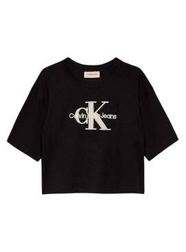 T-shirt Calvin Klein Teddy Monologue en noir pour fille