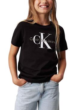 T-shirt Calvin Klein Monogramme noir pour enfants