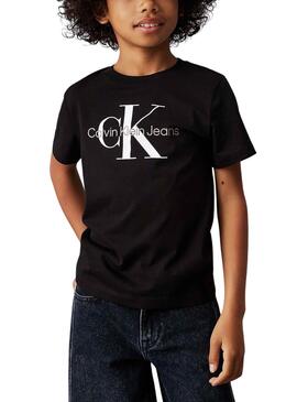 T-shirt Calvin Klein Monogramme noir pour enfants