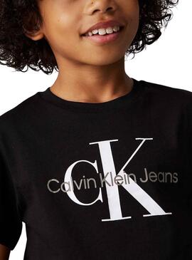 T-shirt Calvin Klein Monogramme noir pour enfants