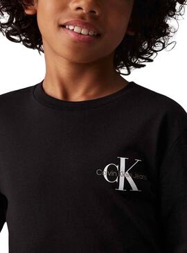 Maillot Calvin Klein Long Monologue noir pour enfants