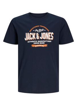 T-shirt Jack and Jones Logo bleu marine pour garçon