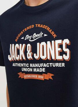 T-shirt Jack and Jones Logo bleu marine pour garçon