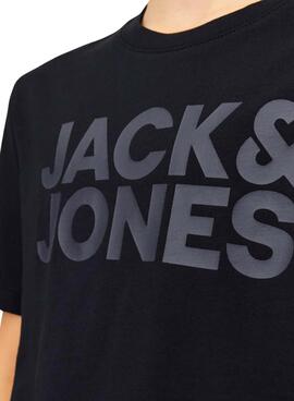 T-shirt Jack and Jones Corp logo noir pour graçon