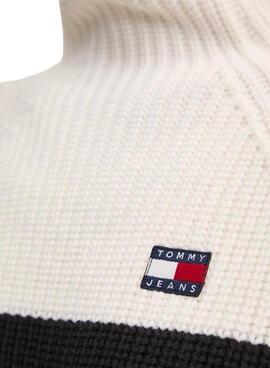 Pull en maille Tommy Jeans à col roulé rayé pour femme