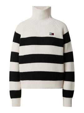 Pull en maille Tommy Jeans à col roulé rayé pour femme