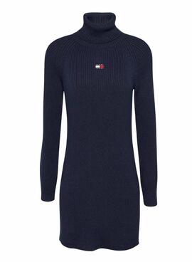 Robe Tommy Jeans col roulé marine pour femme