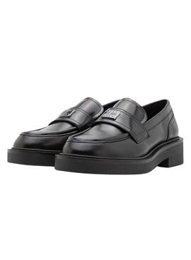 Mocassins Tommy Jeans Hardware en cuir noir pour femme