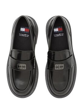 Mocassins Tommy Jeans Hardware en cuir noir pour femme