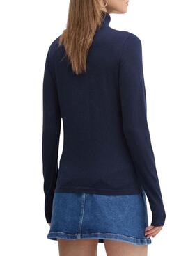 Pull Tommy Jeans côtelé bleu marine pour femme