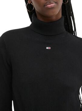 Pull Tommy Jeans Essential col roulé noir pour femme