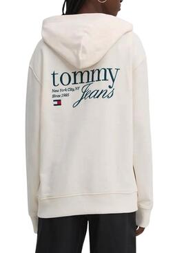 Sweat à capuche Tommy Jeans Luxe Oversize beige pour femme