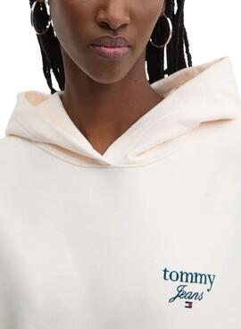 Sweat à capuche Tommy Jeans Luxe Oversize beige pour femme