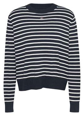 Pull Tommy Jeans Essential rayé bleu marine pour femme