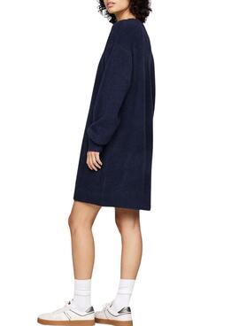 Robe Tommy Jeans en laine drapeau marine pour femme