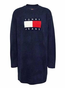 Robe Tommy Jeans en laine drapeau marine pour femme