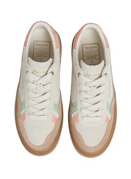 Sneakers Pepe Jeans Travis rétro blanc pour femme