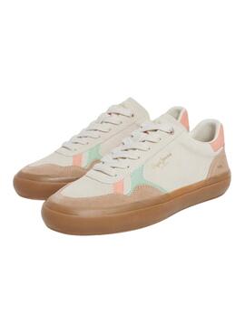 Sneakers Pepe Jeans Travis rétro blanc pour femme