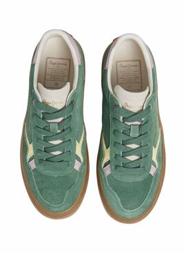 Baskets Pepe Jeans Travis Retro en vert pour femme