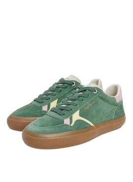 Baskets Pepe Jeans Travis Retro en vert pour femme