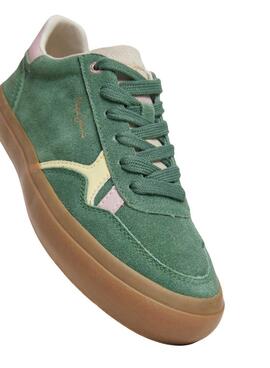 Baskets Pepe Jeans Travis Retro en vert pour femme