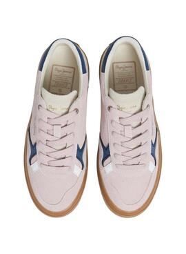 Sneakers Pepe Jeans Travis rétro rose pour femme