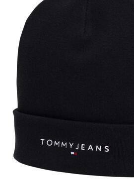 Bonnet Tommy Jeans logo brodé noir pour femme