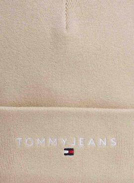 Bonnet Tommy Jeans avec logo brodé beige pour femme