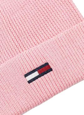 Bonnet Tommy Jeans Elongated Flag rose pour femme